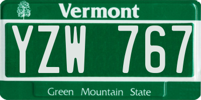VT license plate YZW767