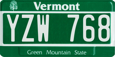 VT license plate YZW768