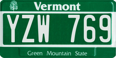 VT license plate YZW769