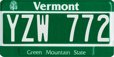 VT license plate YZW772