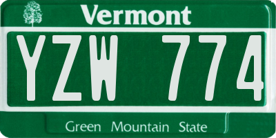 VT license plate YZW774
