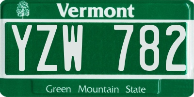 VT license plate YZW782