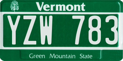 VT license plate YZW783