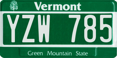 VT license plate YZW785