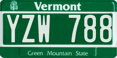 VT license plate YZW788