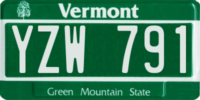 VT license plate YZW791