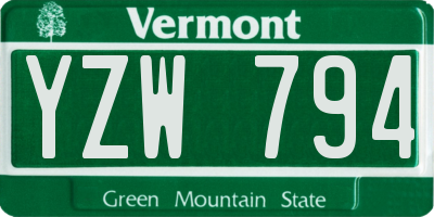 VT license plate YZW794