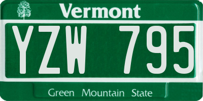 VT license plate YZW795