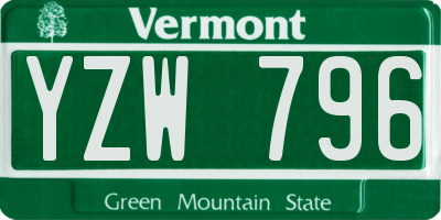 VT license plate YZW796