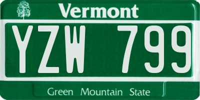 VT license plate YZW799