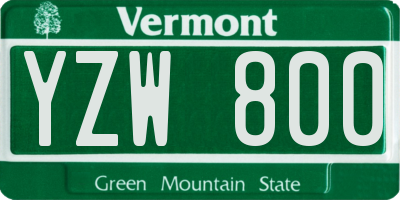 VT license plate YZW800