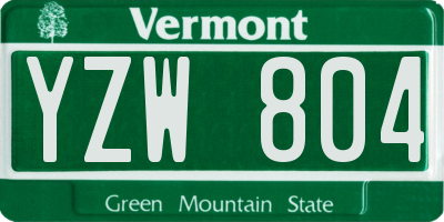 VT license plate YZW804