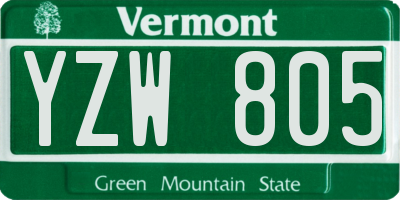 VT license plate YZW805