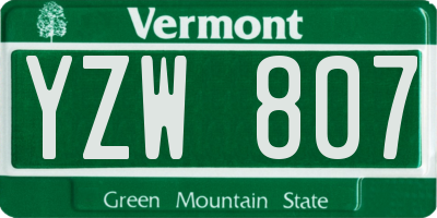 VT license plate YZW807