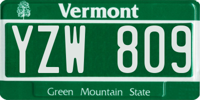 VT license plate YZW809