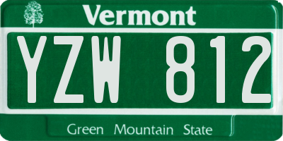 VT license plate YZW812