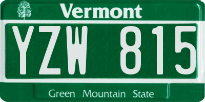 VT license plate YZW815