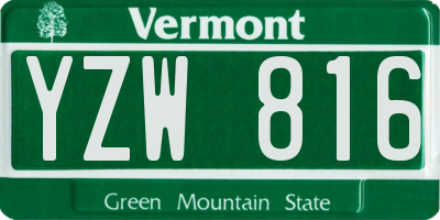 VT license plate YZW816