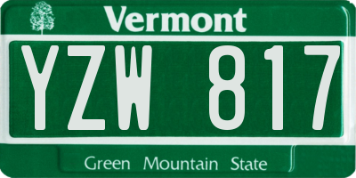 VT license plate YZW817