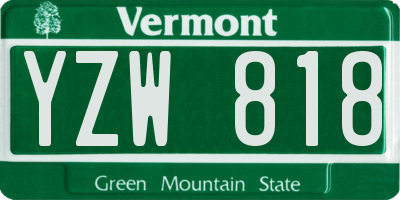 VT license plate YZW818