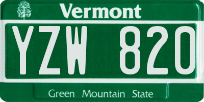 VT license plate YZW820