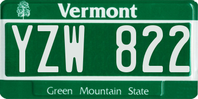 VT license plate YZW822