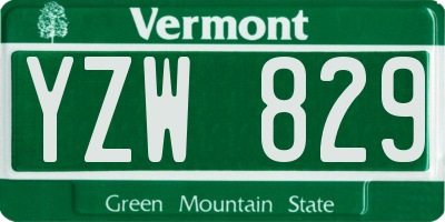 VT license plate YZW829