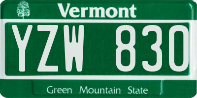 VT license plate YZW830