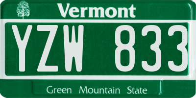 VT license plate YZW833