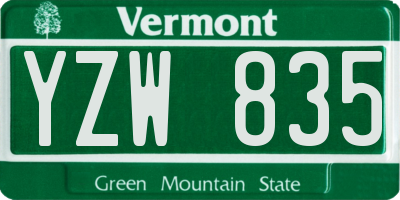 VT license plate YZW835