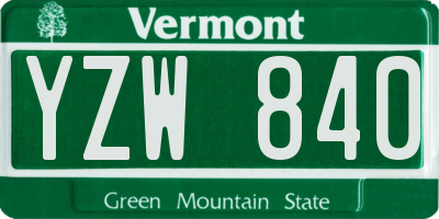 VT license plate YZW840