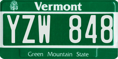 VT license plate YZW848
