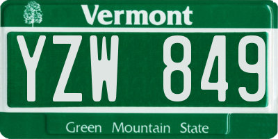 VT license plate YZW849