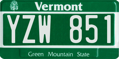 VT license plate YZW851