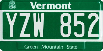 VT license plate YZW852