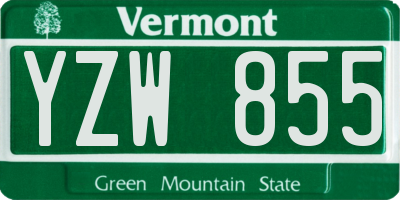 VT license plate YZW855