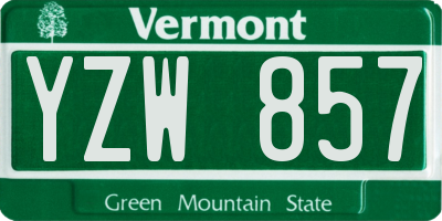 VT license plate YZW857