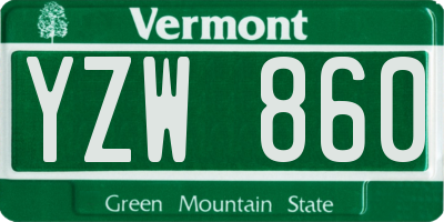 VT license plate YZW860