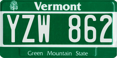 VT license plate YZW862
