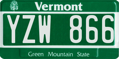 VT license plate YZW866