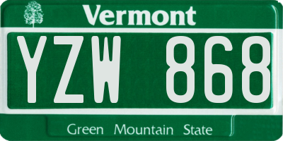 VT license plate YZW868