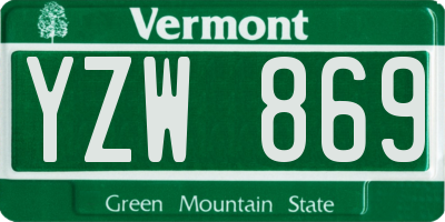 VT license plate YZW869