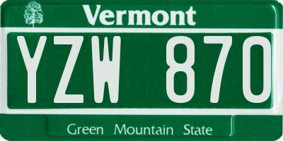 VT license plate YZW870