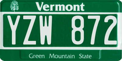 VT license plate YZW872