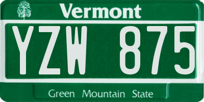 VT license plate YZW875