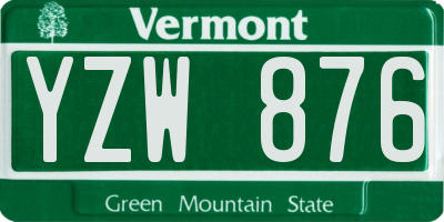 VT license plate YZW876