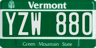 VT license plate YZW880