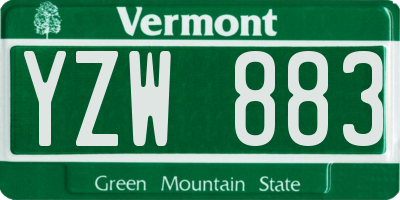 VT license plate YZW883