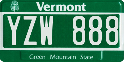 VT license plate YZW888