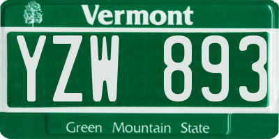 VT license plate YZW893
